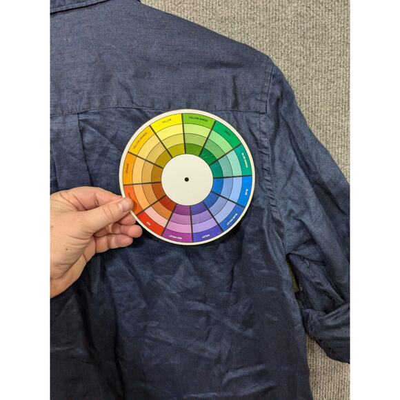 Gap Linen Shirt Womens Large Popover Roll Tab Sleeve Natural Navy Collared - Picture 6 of 10